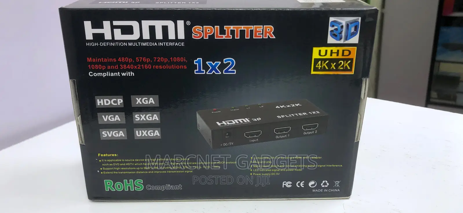 2 Way Powered Hdmi Splitter With High Resolution