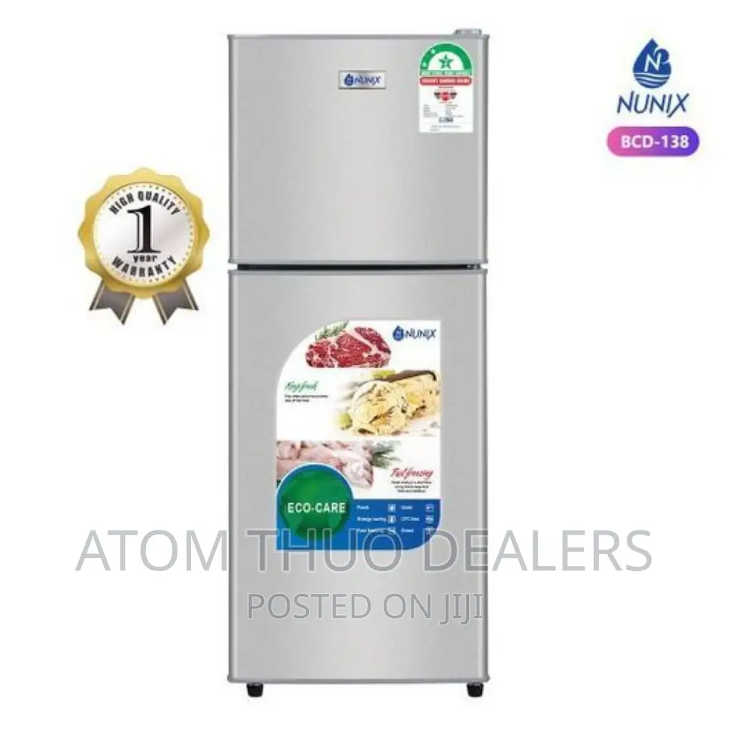 Silver Nunix 138 Litres Double Door Fridge