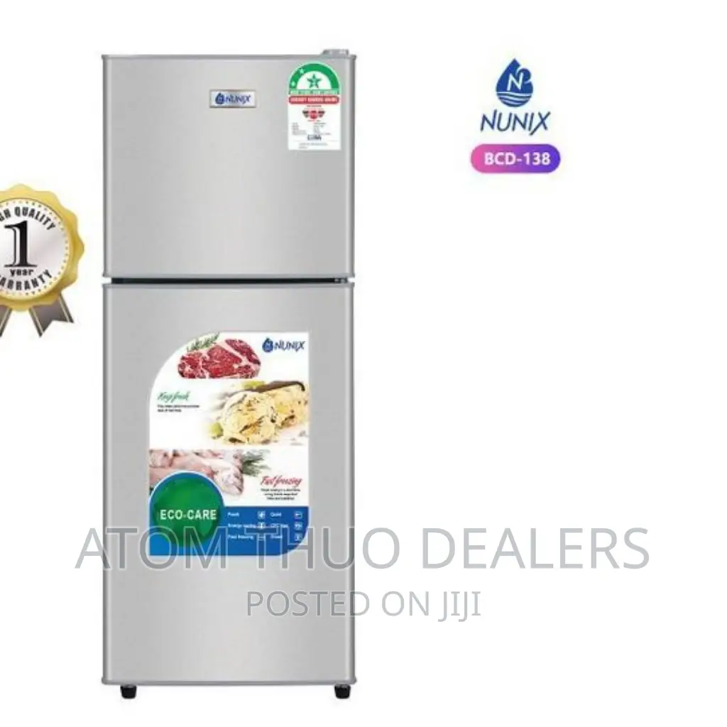 Silver Nunix 138 Litres Double Door Fridge