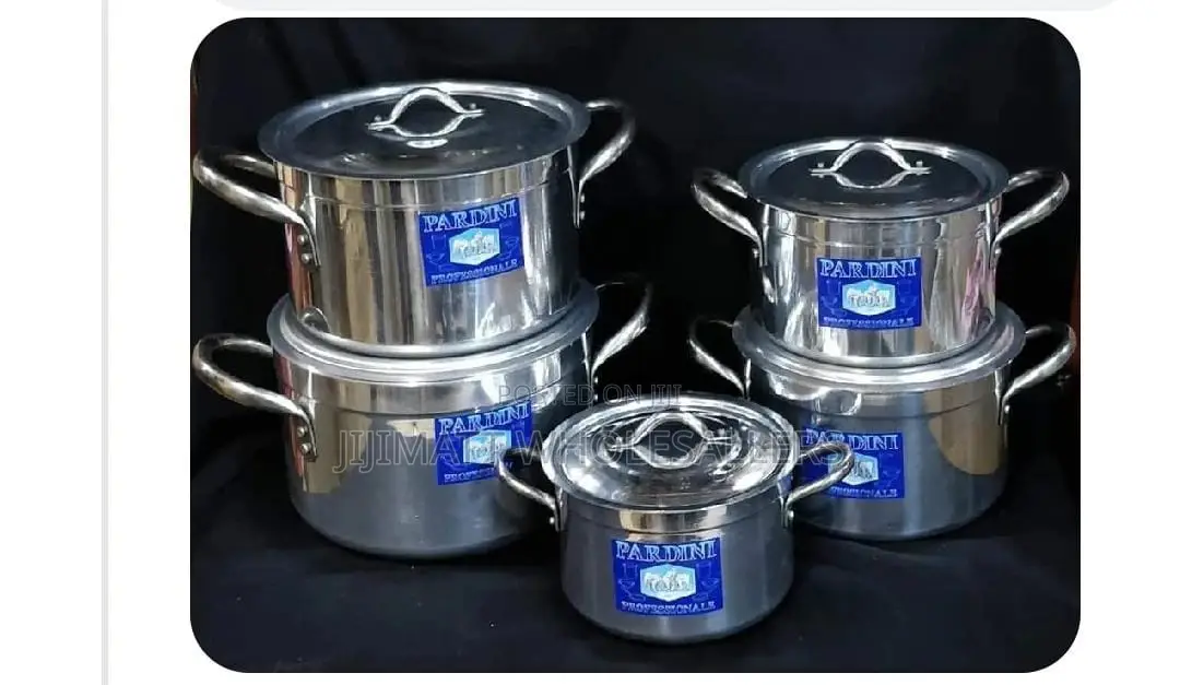 5 PCS With Lid Pardini Heavy Duty Stainless Steel Sufuria