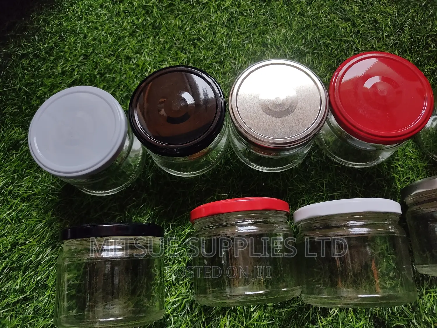 A Set Of 100 Glass/Spice Jars 330ml With Sealable Metal Lids