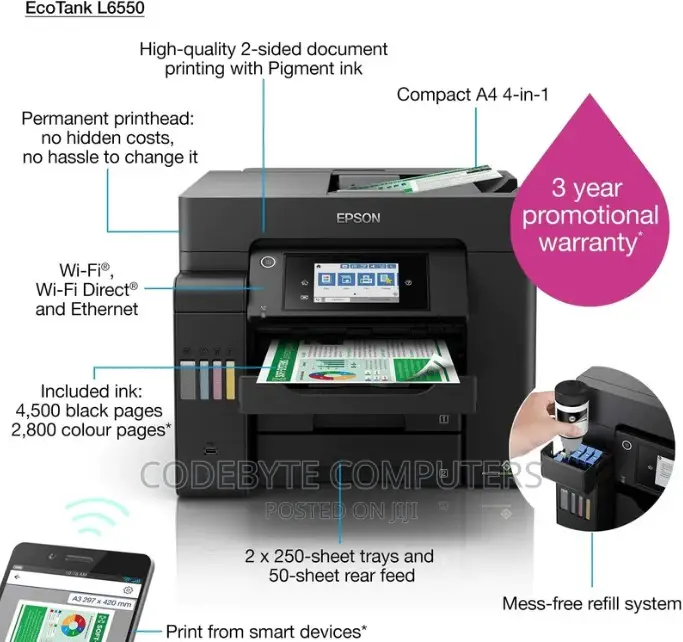 Epson L6550 Wireless Wifi All-in-one Printer L6560!! L6550