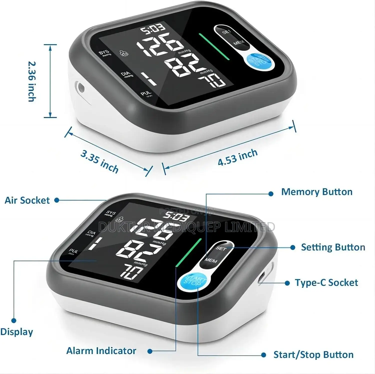 Digital Blood Pressure Machine With Oxymeter Hypertension