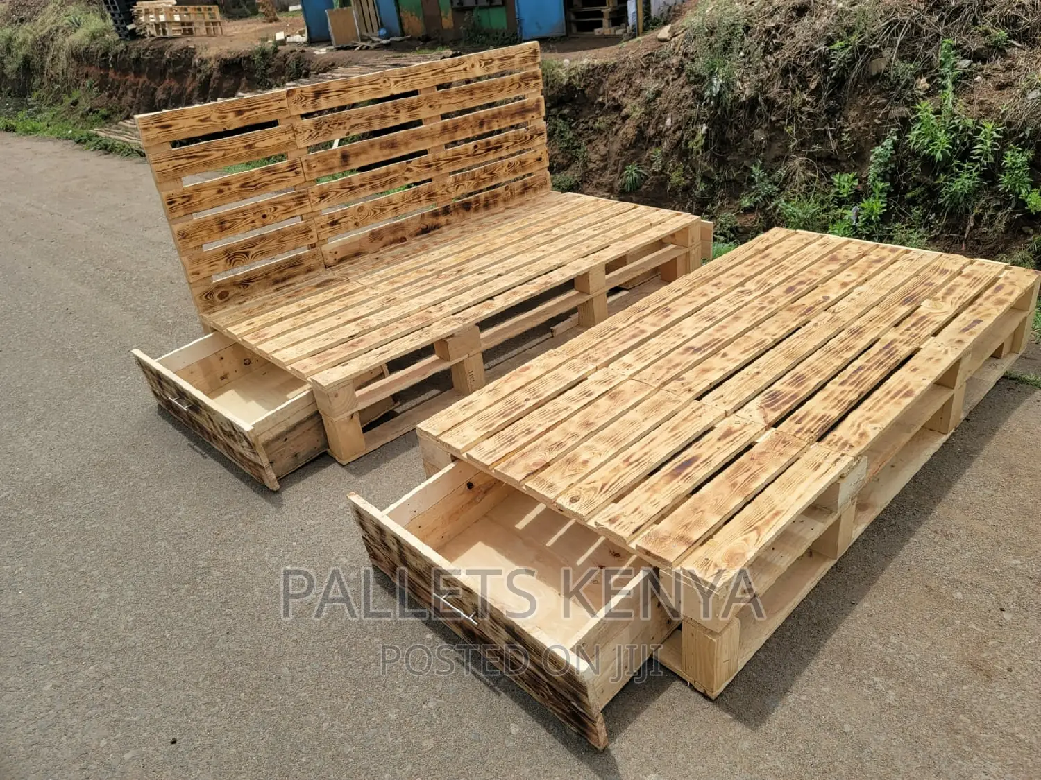 Pallet Bed- 6*6 Pallet Bed With Two Drawers.(ES#03,)