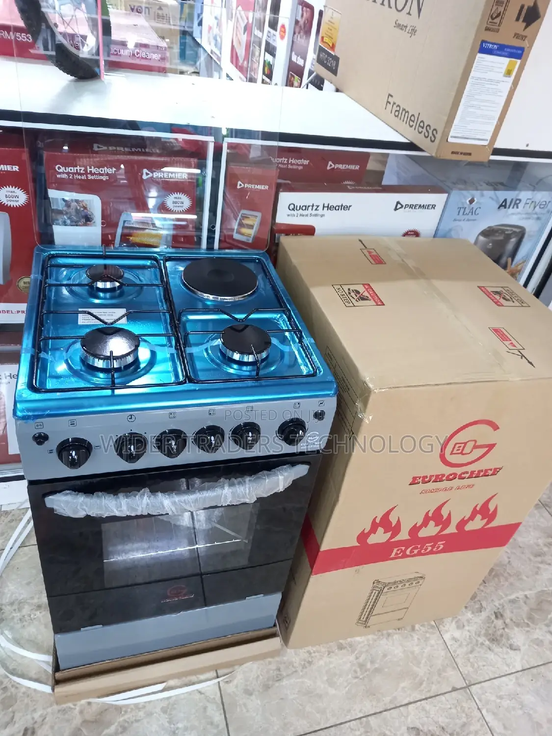 Eurochef Standing Cooker 3+1 Electric Oven 50x55cm