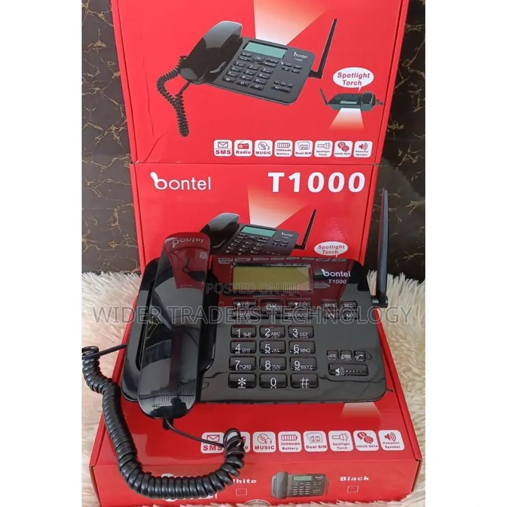 Bontel T1000, Wireless Desktop Phone, Sms Feature- Black