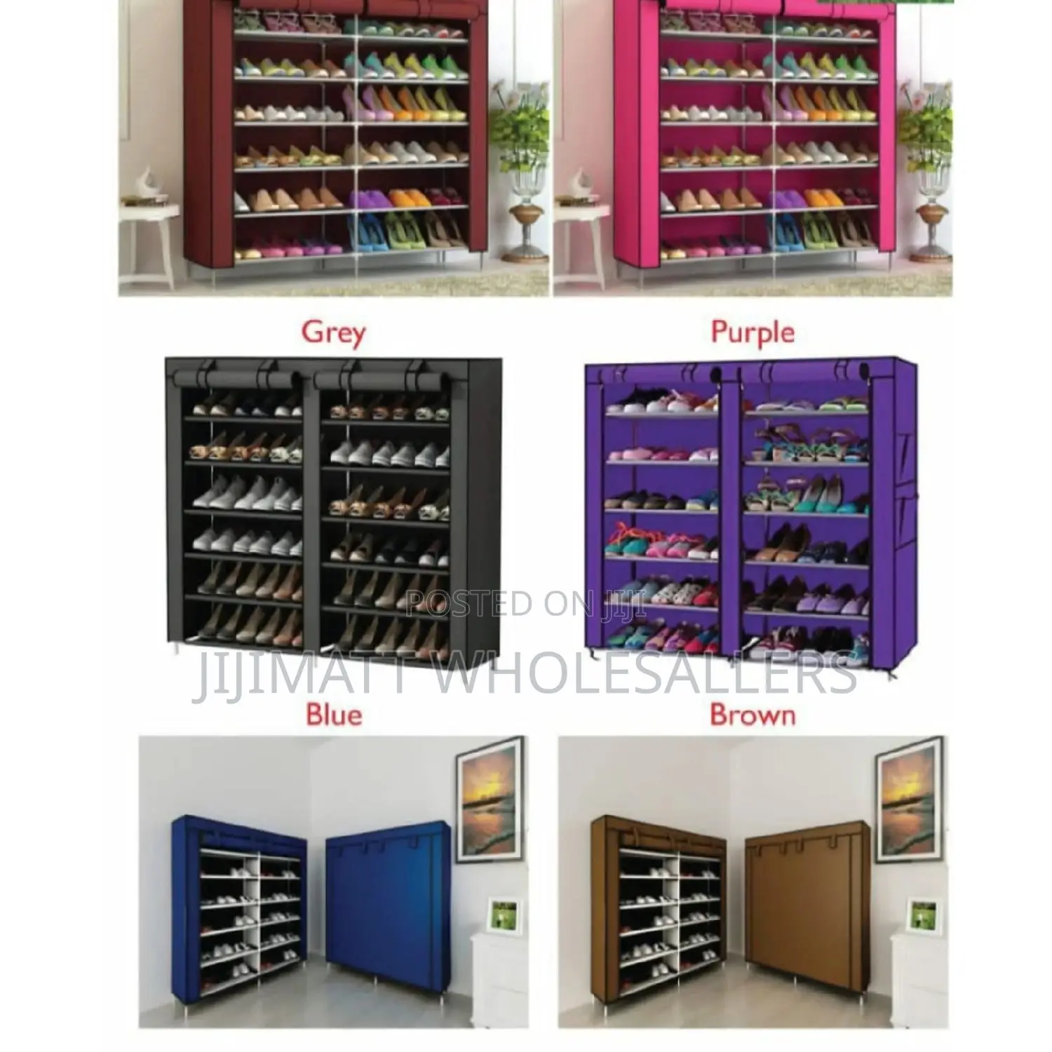 36 Pair Double Column Shoe Racks