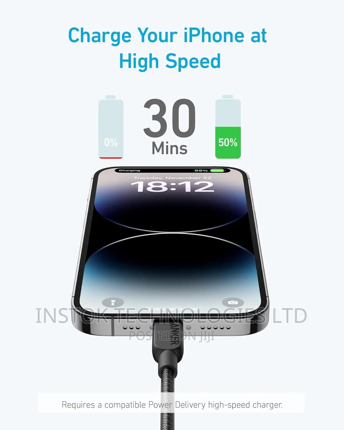 Anker 310 USB-C to Lightning iPhone Braided Cable 6ft/2m
