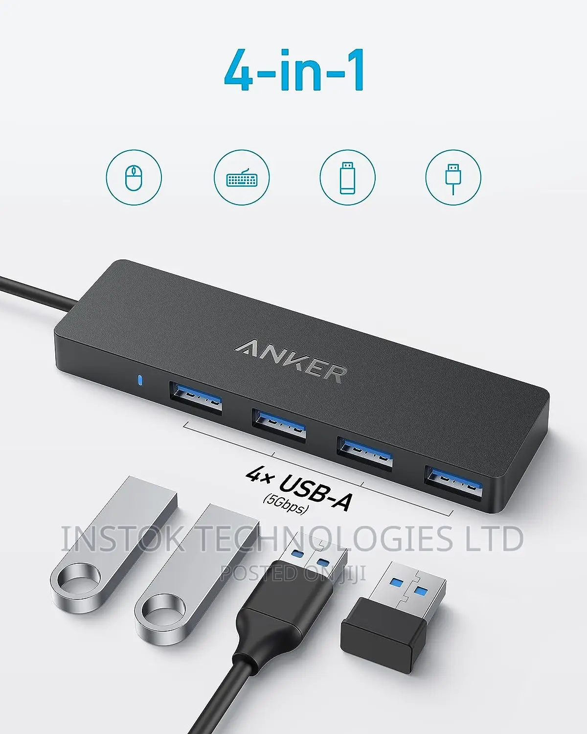 Anker USB-C to 4-Port USB 3.0 Data Hub USB-C OTG