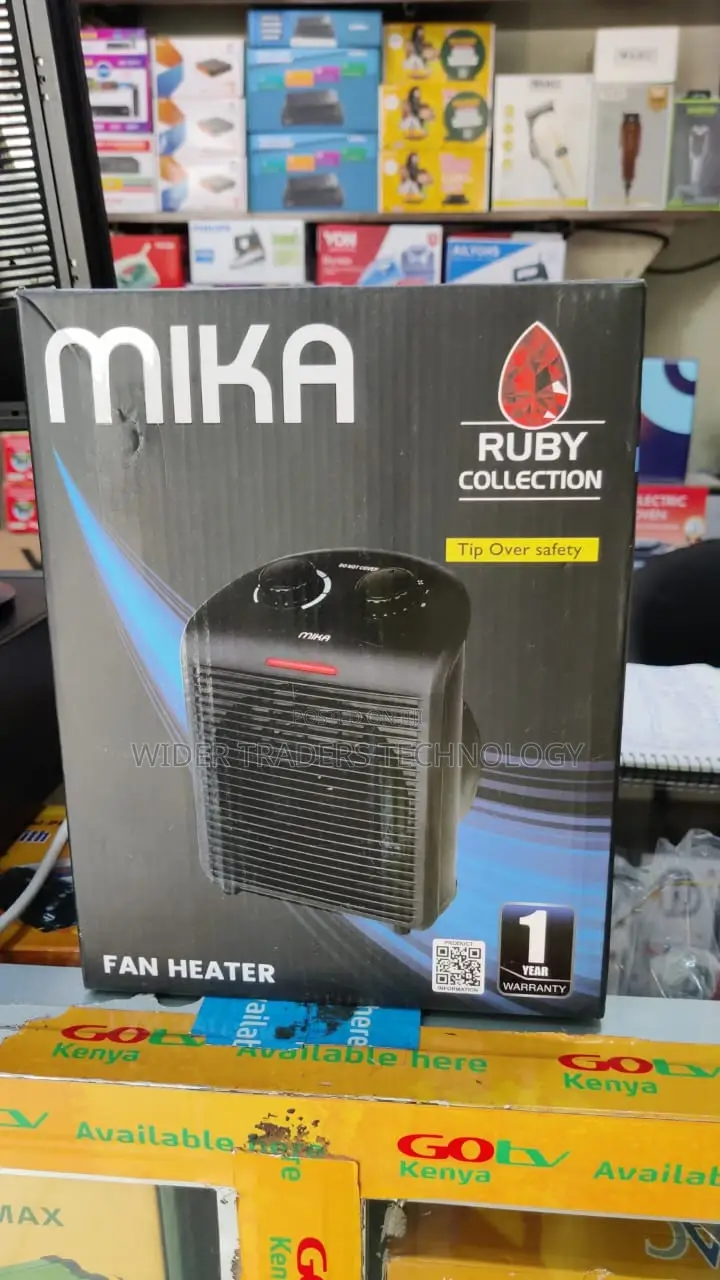 Mika Fan Heater, 1000w-2000w, Black