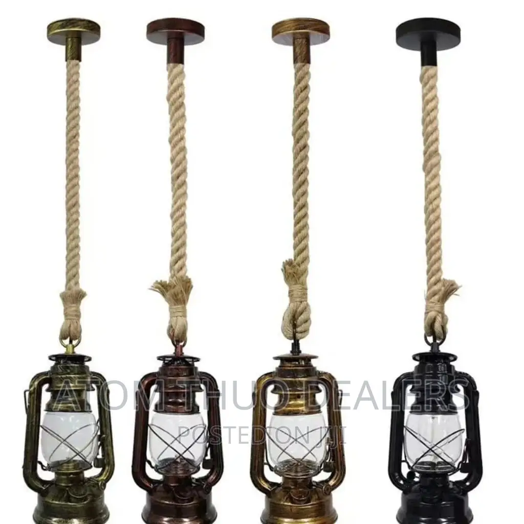 American Retro Country Hemp Rope Pendant Light With Bulb