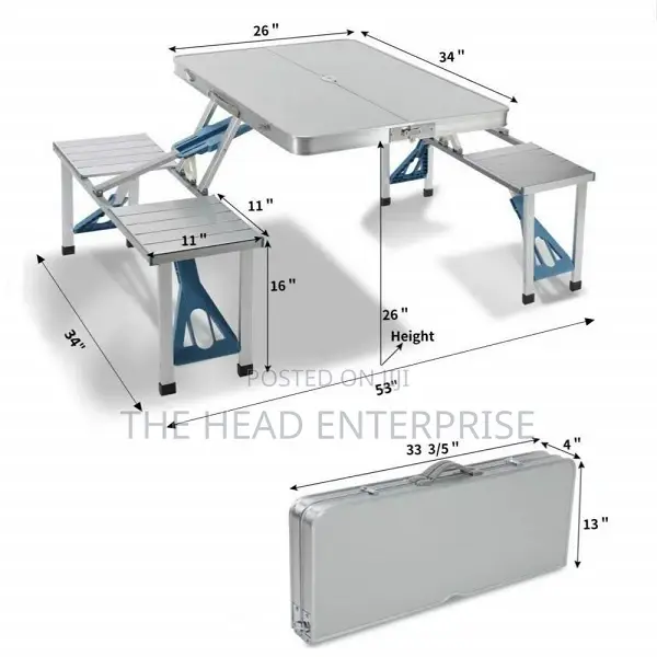 Camping Table (4 Seats and Foldable) With Umbrella
