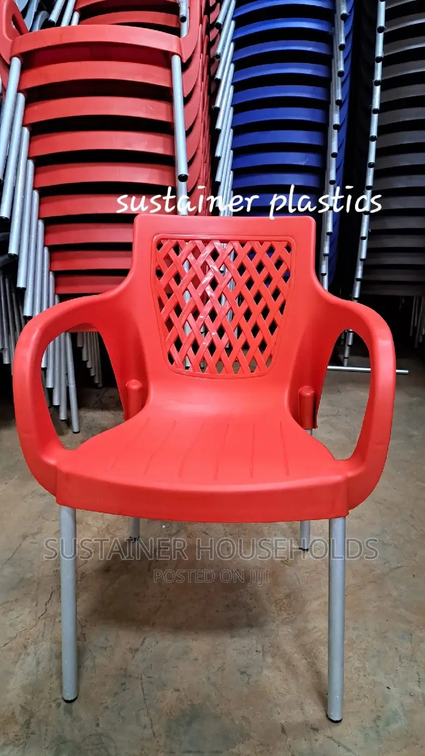 Red Plastic Chairs With Silver Metal Legs