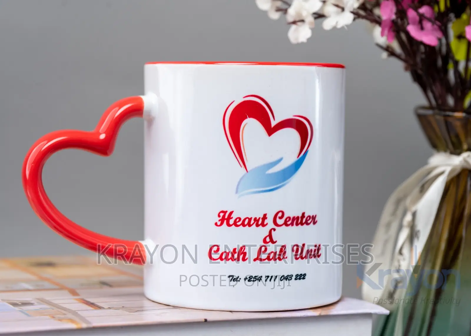 Branded Love Handle Red Mugs(Sublimation)