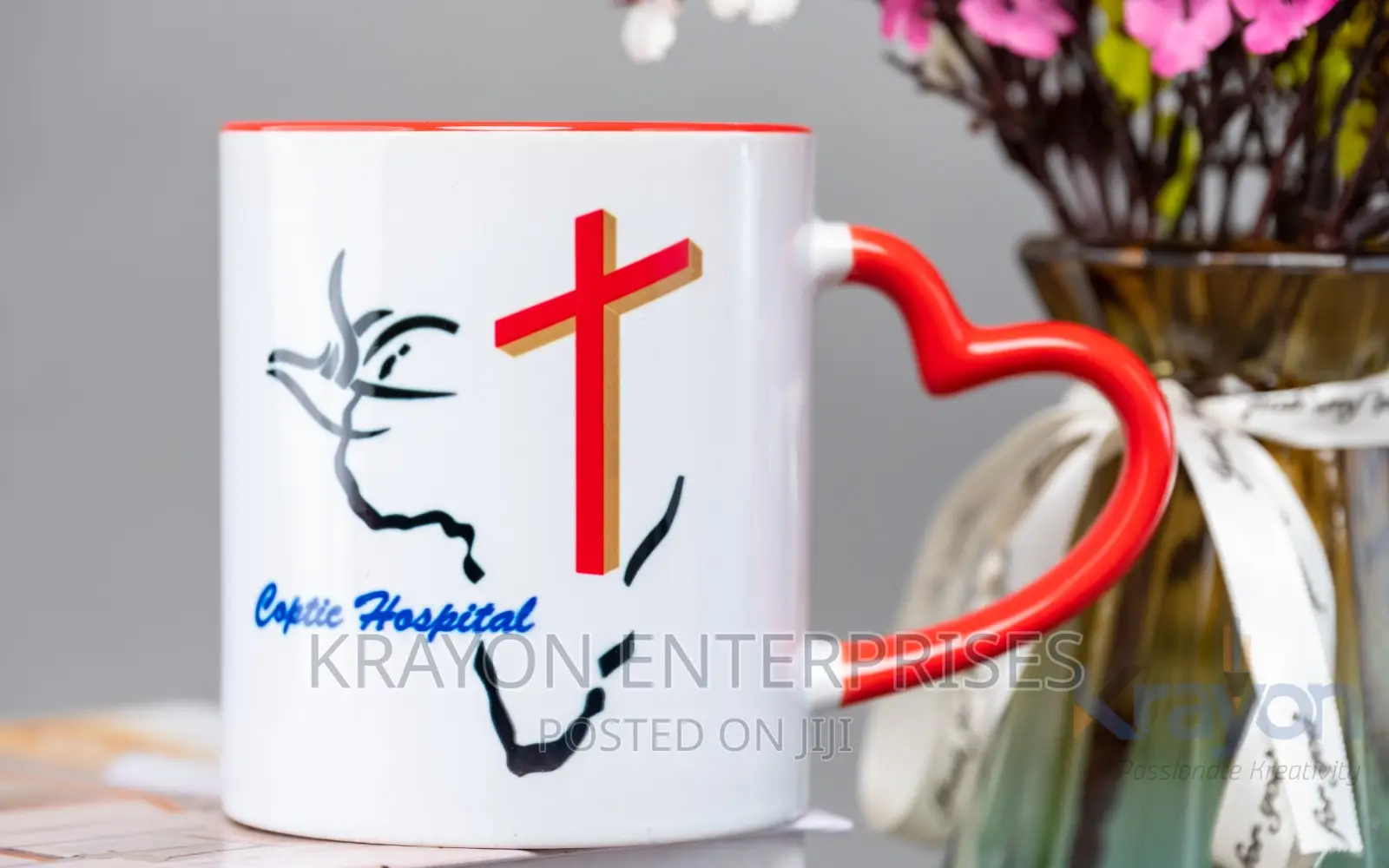 Branded Love Handle Red Mugs(Sublimation)