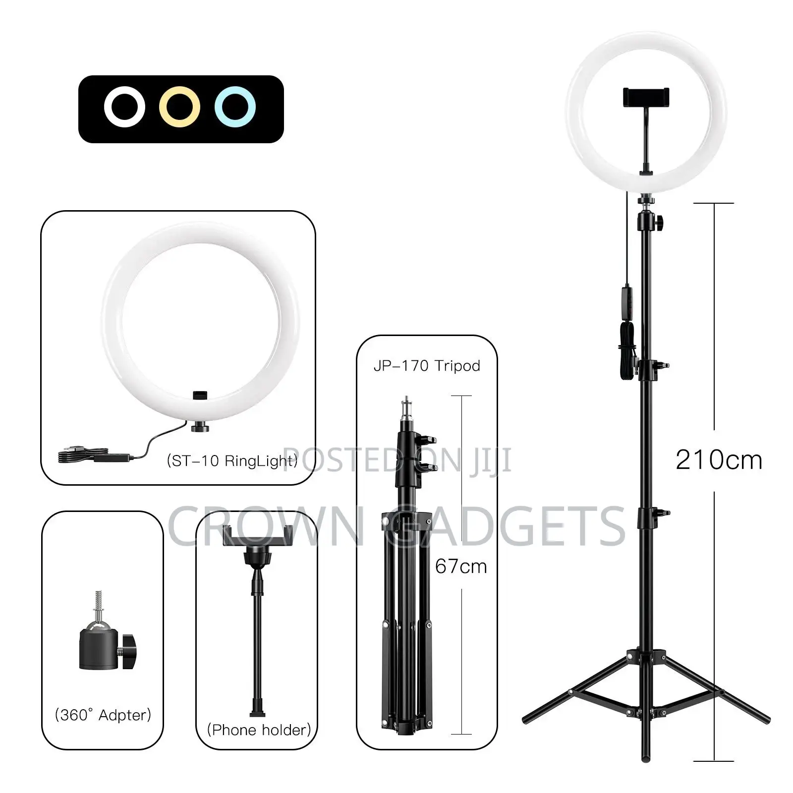 10inch Ring Light + 2m Tripod Stand + Remote