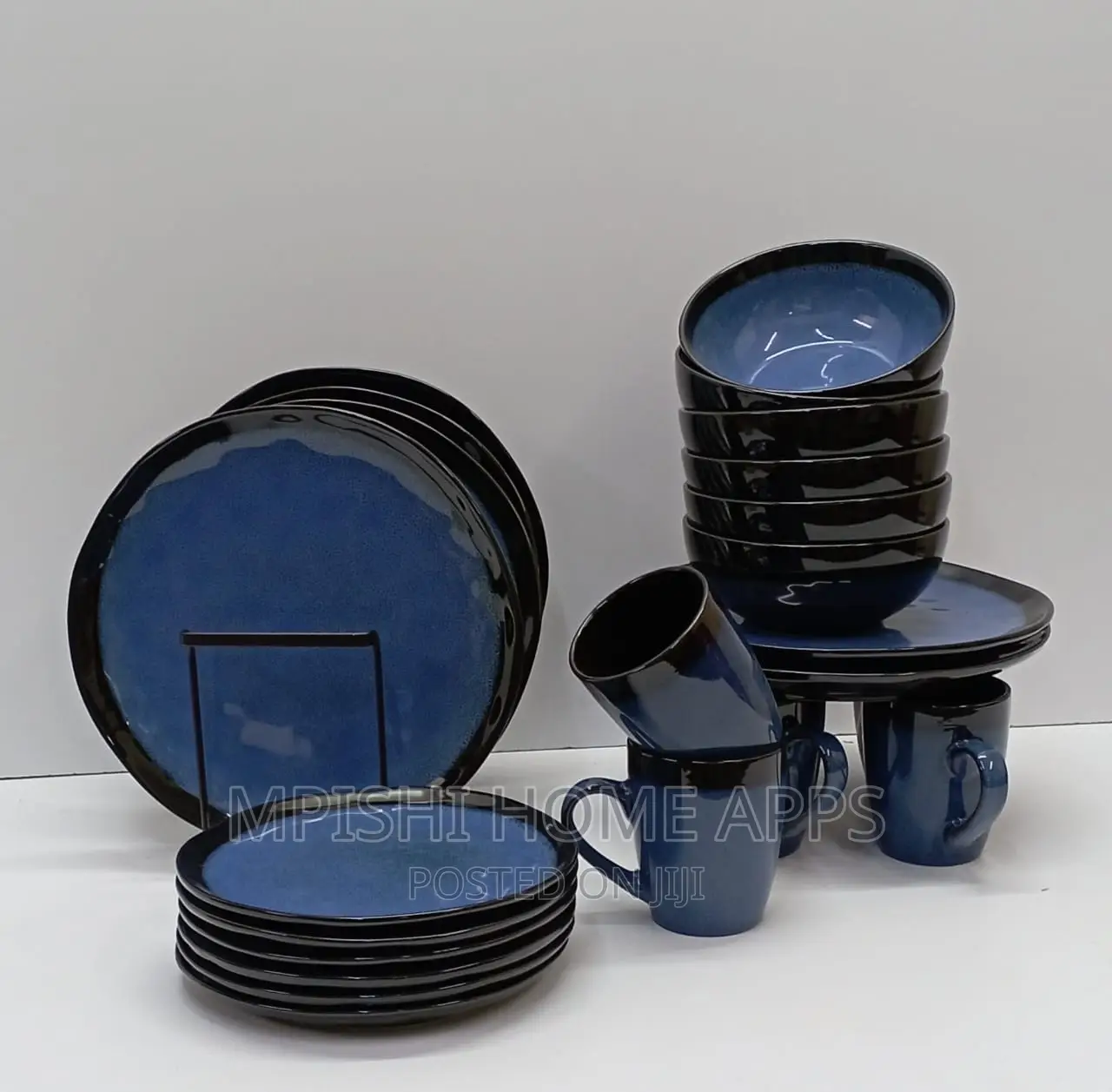24pcs Dinner Set Blue, Black