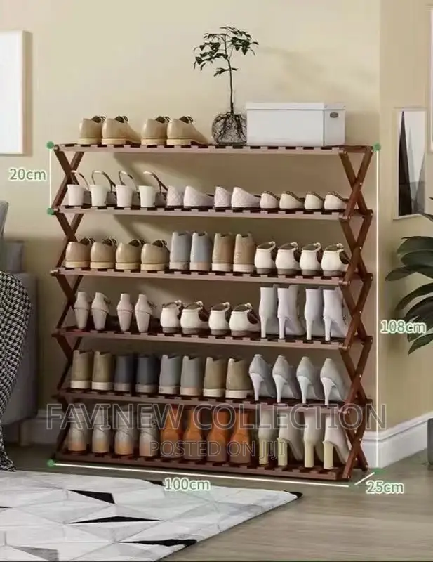 6-Tier Bamboo Shoe Rack Stand/Multifunctional Organizer