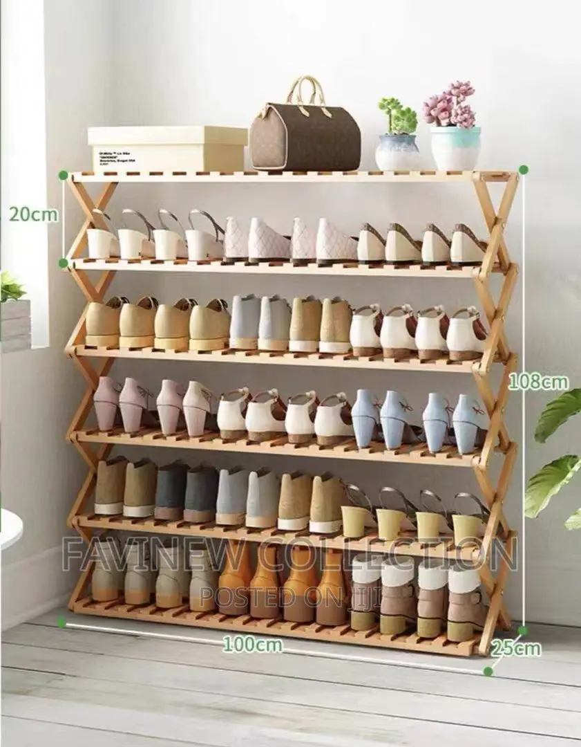 6-Tier Bamboo Shoe Rack Stand/Multifunctional Organizer