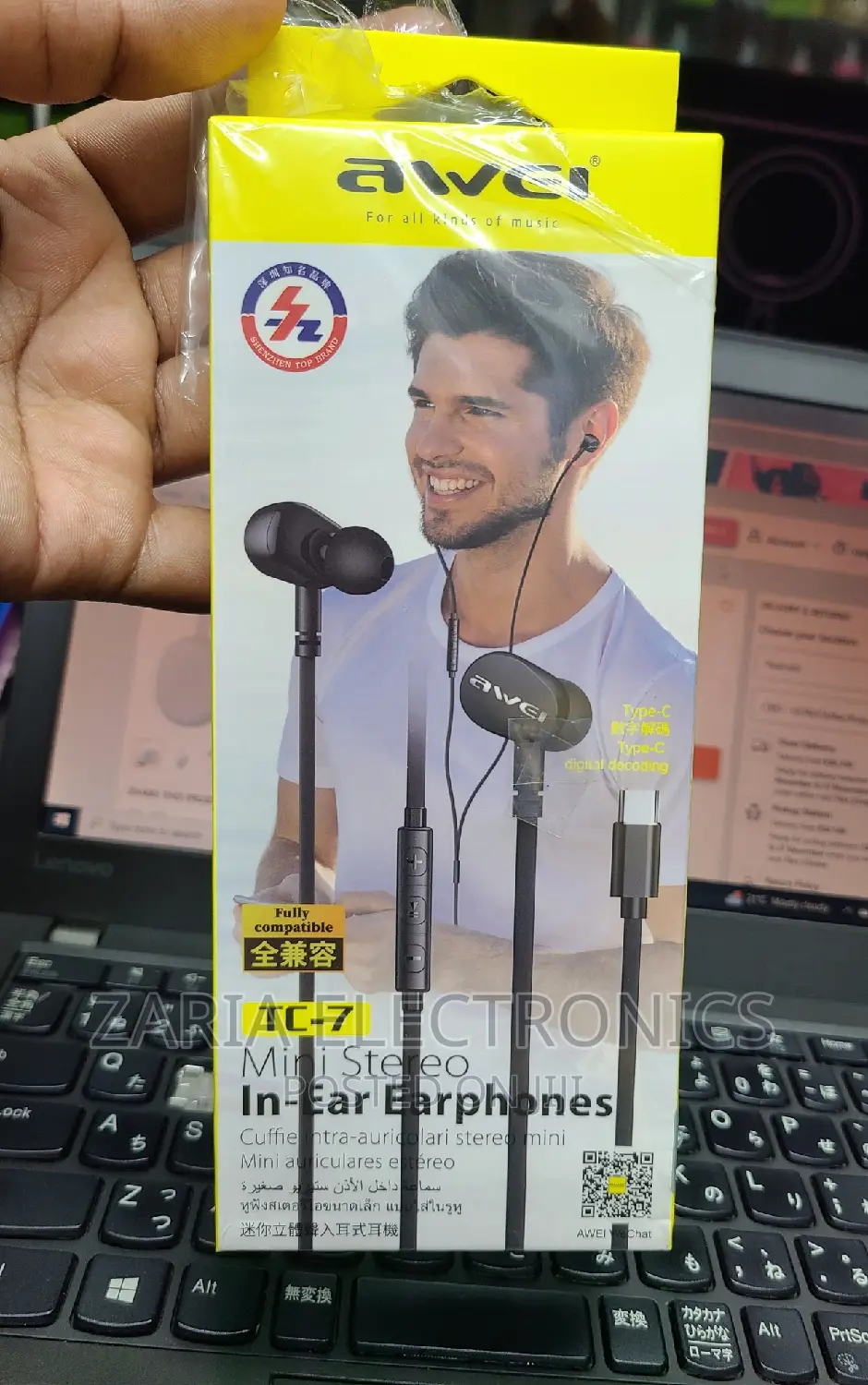 Awei Type C Earphones, in Line Mic