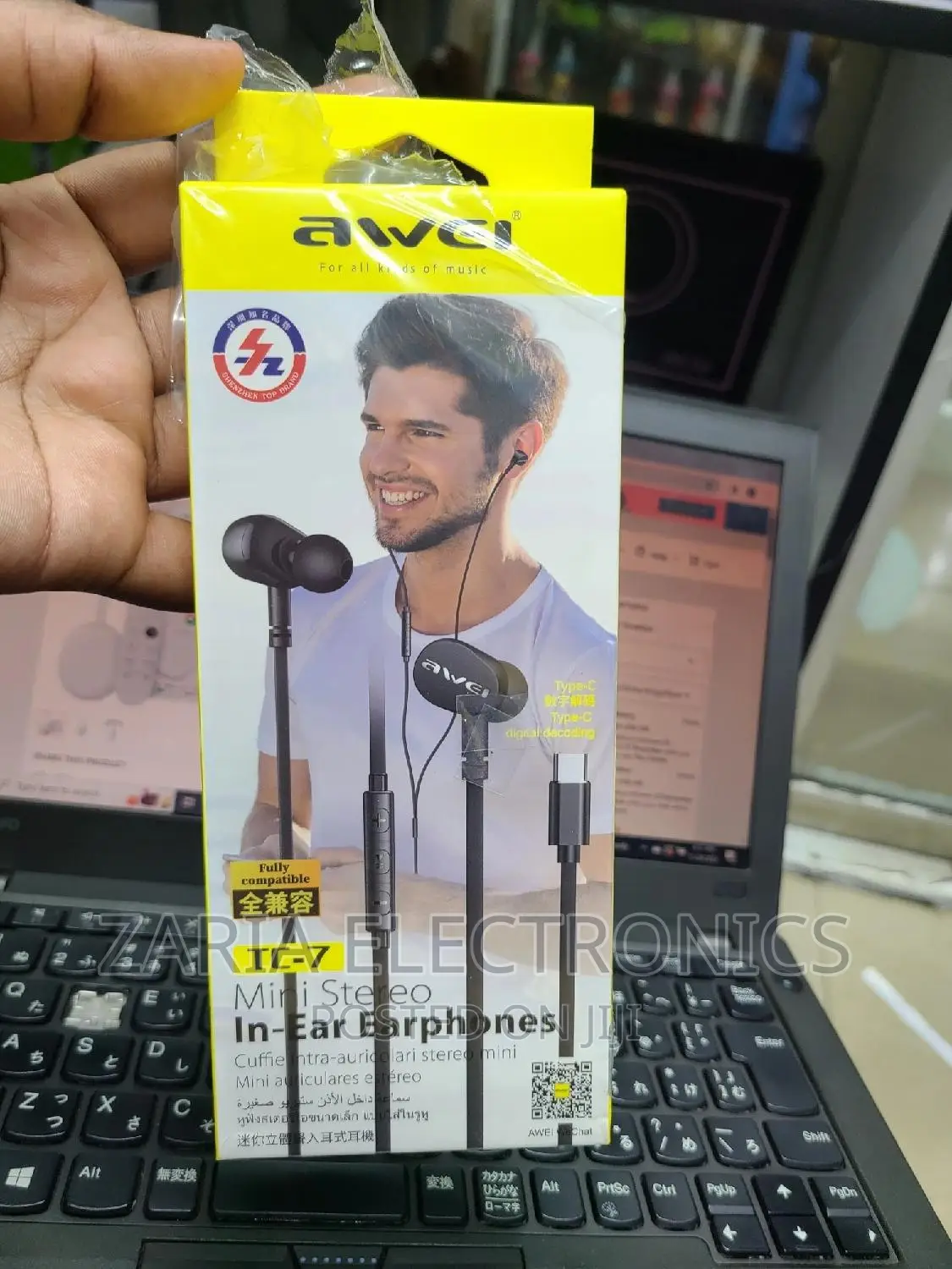 Awei Type C Earphones, in Line Mic