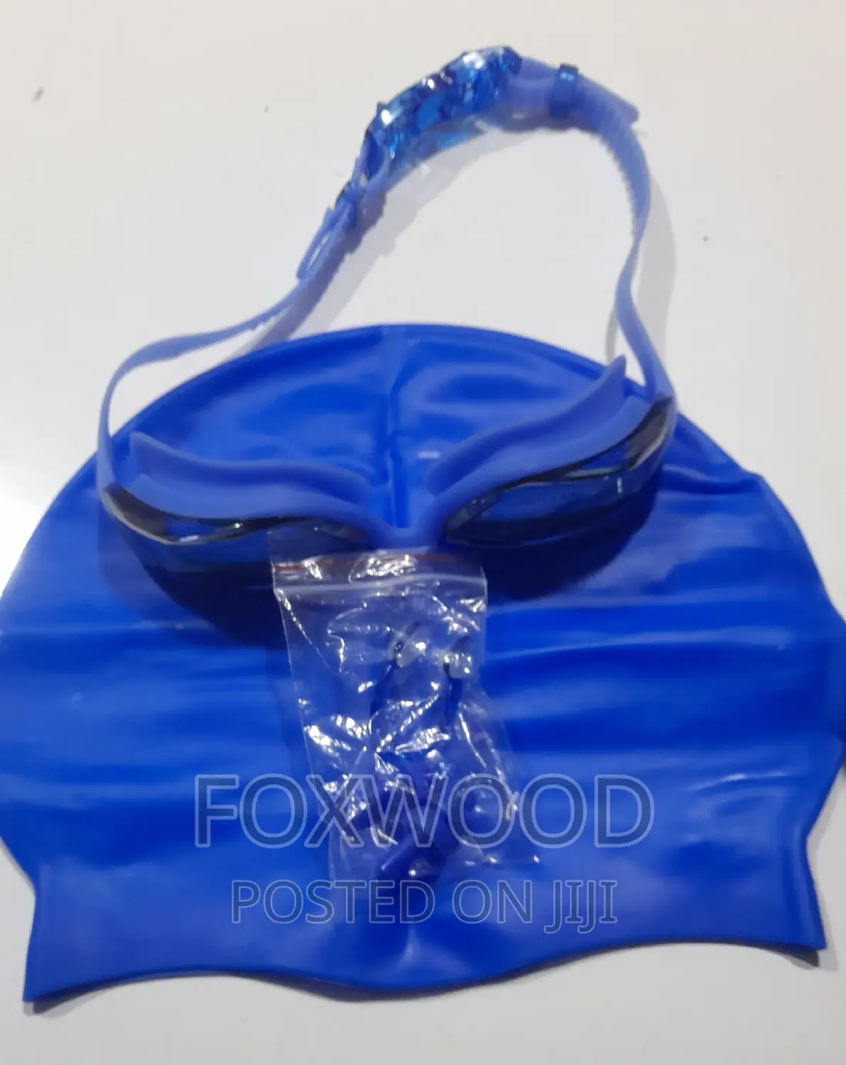 5pcs Swimming Cap Ear Plug Nose Clip Glasses Set