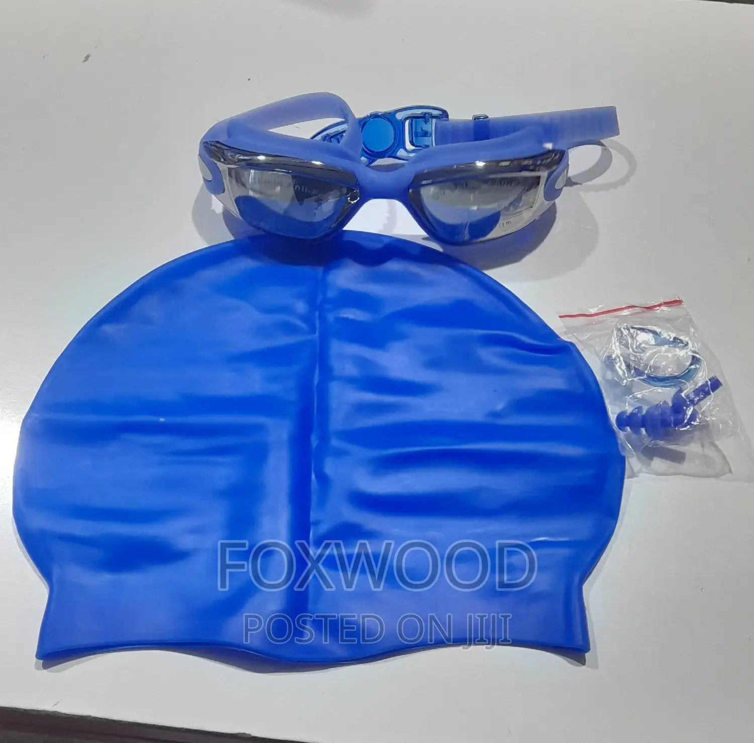 5pcs Swimming Cap Ear Plug Nose Clip Glasses Set