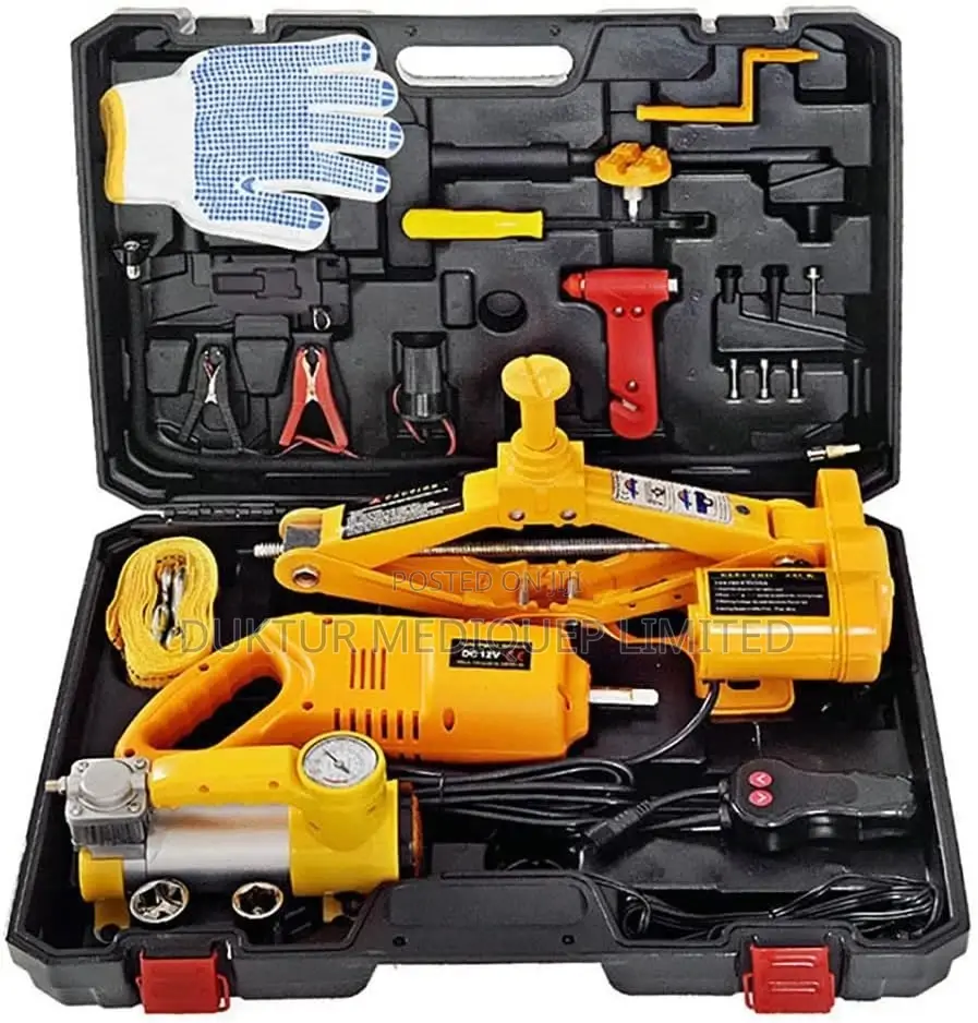 Electric Car Jack Kit With Electric Wrench And Inflator