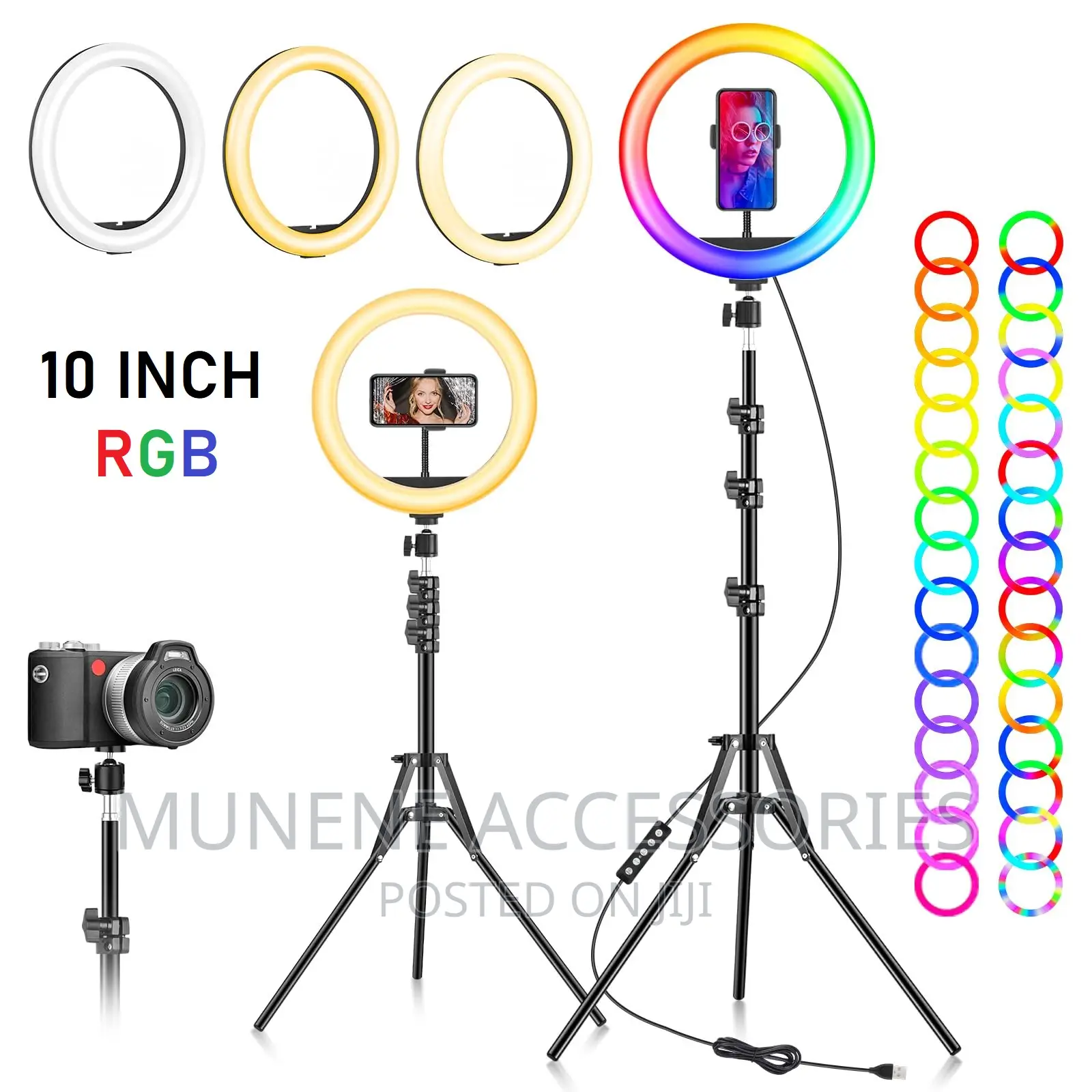10 Inch RGB Ring Light With 82" Tripod - Dimmable