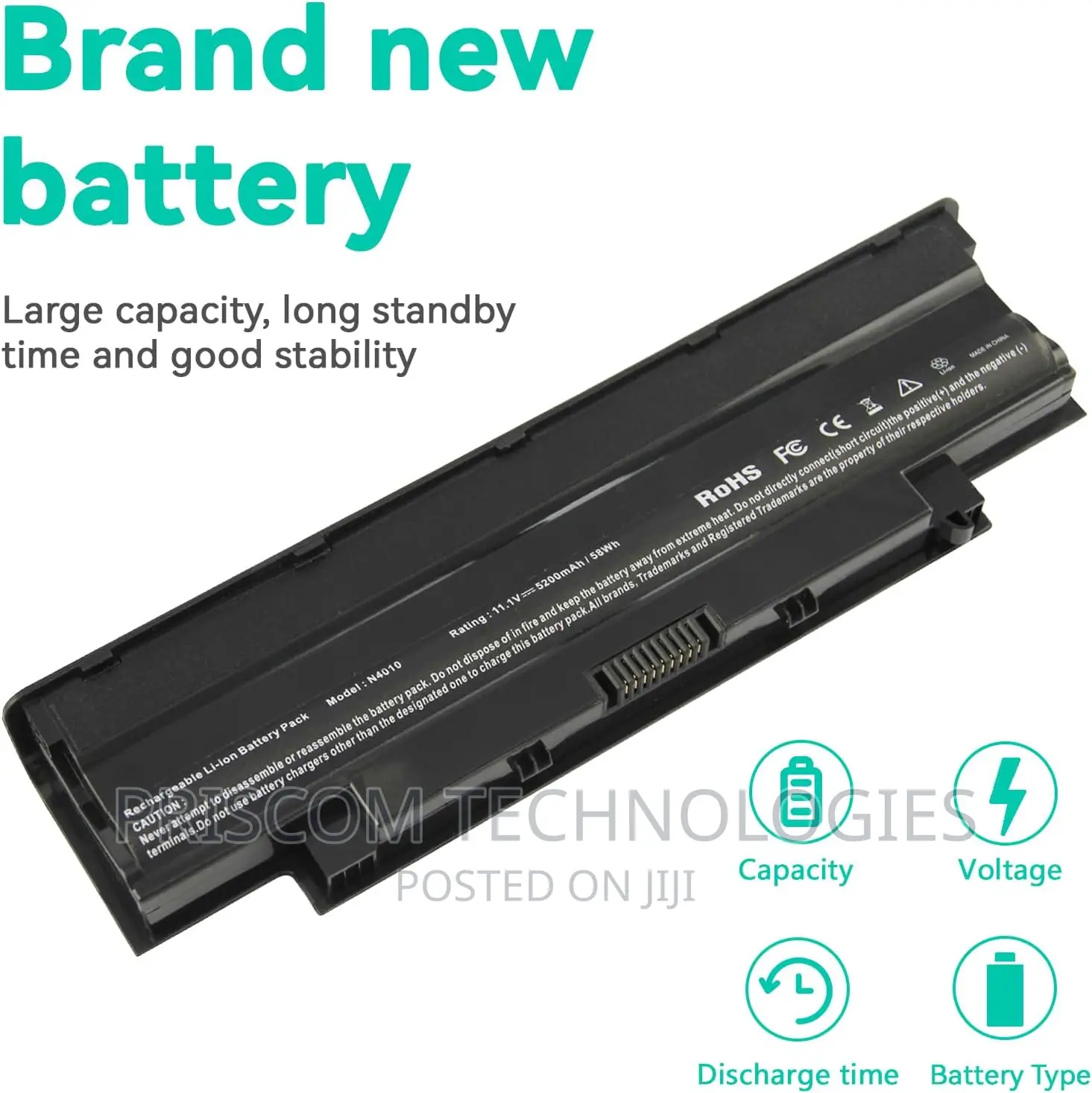 Laptop Battery for Dell Vostro 3550 3450 1440 3750 JLKND TKV