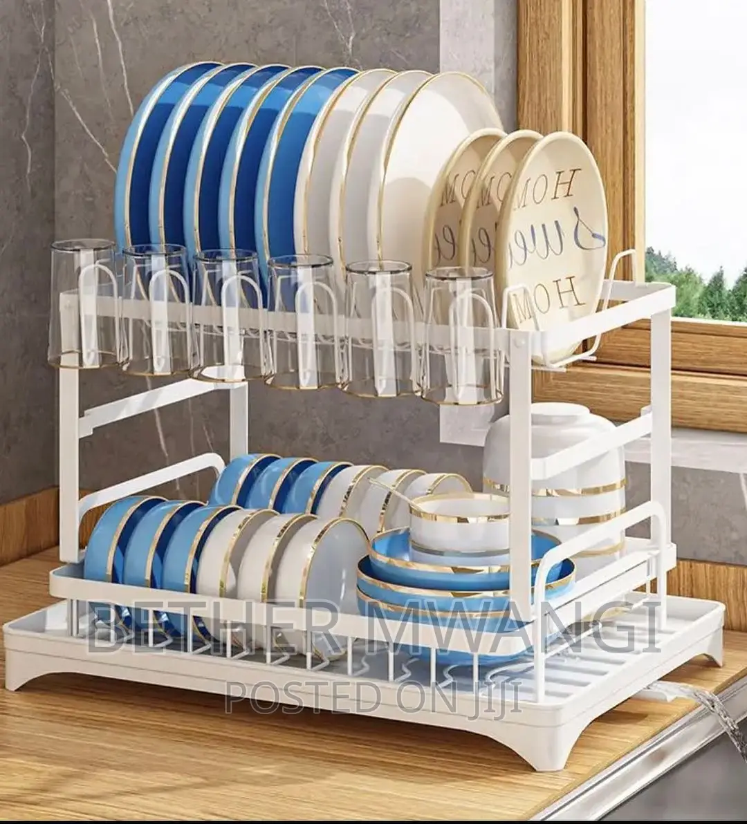 High Quality,Elegant,Galvanised ,Rust-Free ,2-Tier Dishrack