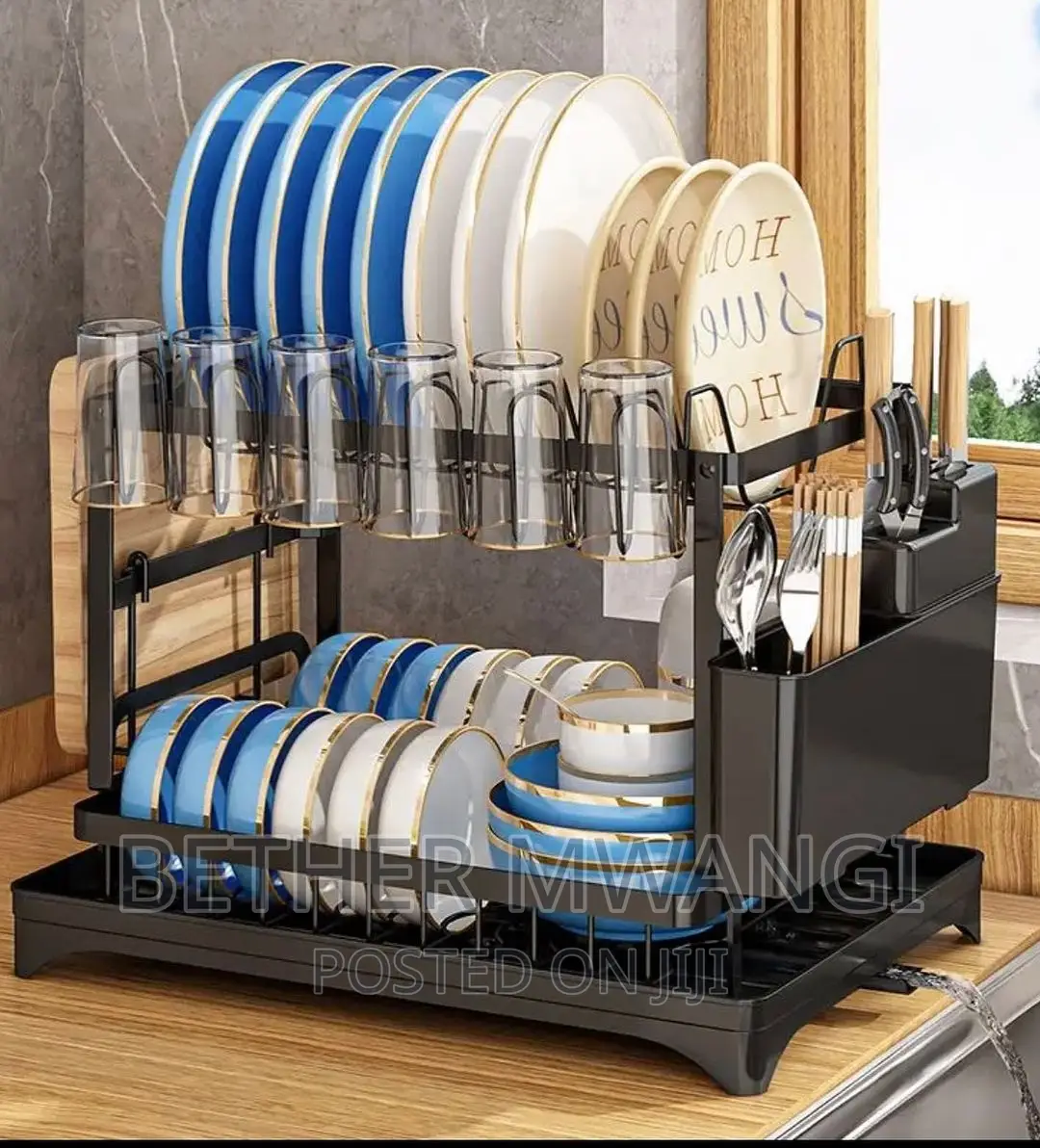 High Quality,Elegant,Galvanised ,Rust-Free ,2-Tier Dishrack