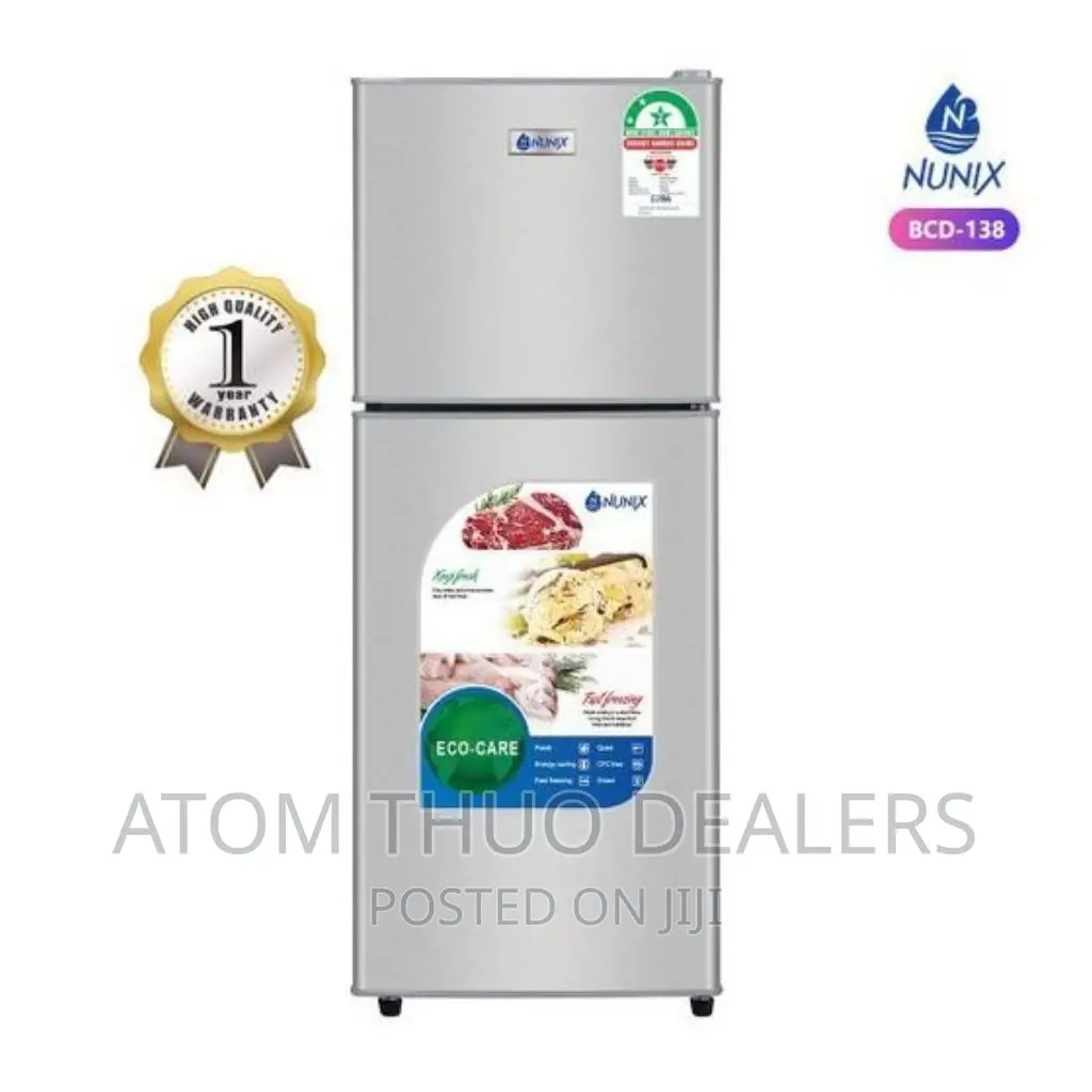 Nunix BCD-138 Silver Large Capacity Double Door Fridge
