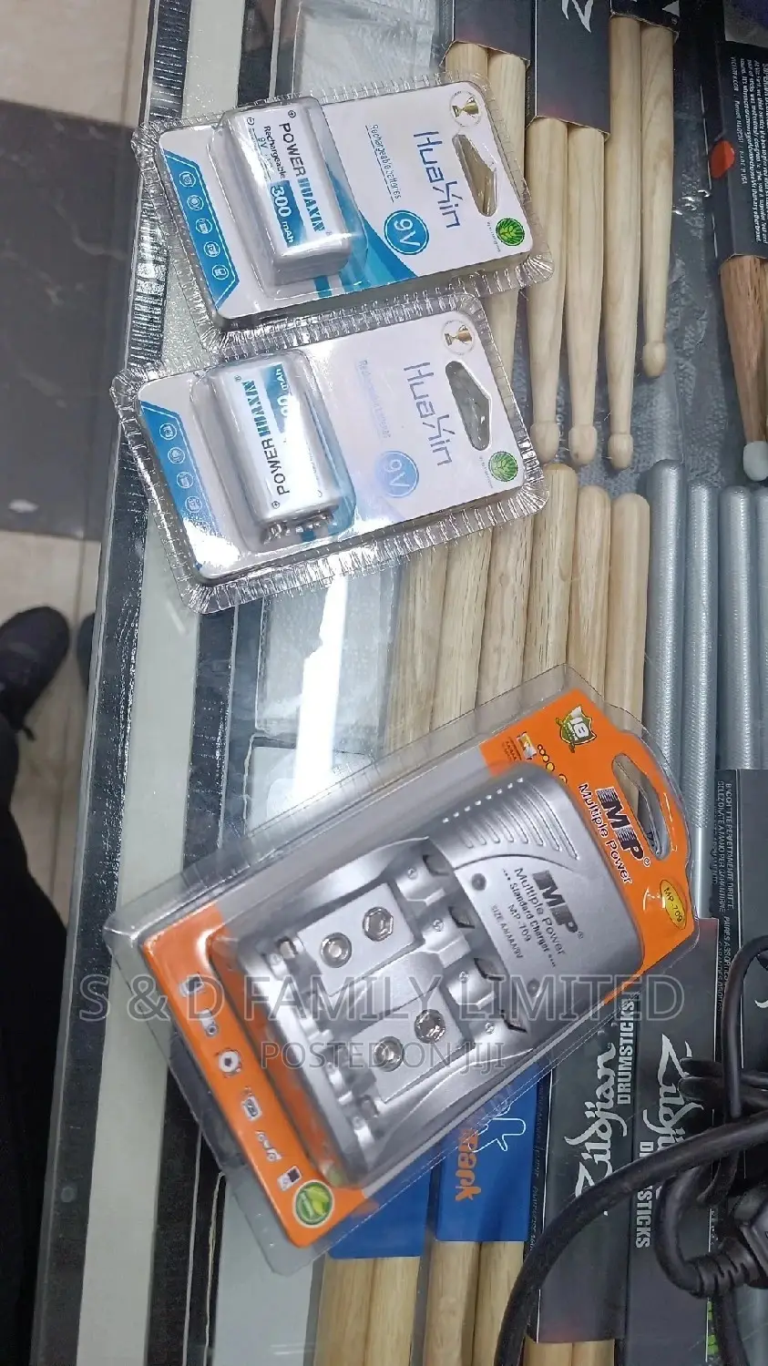 Two 9v Rechargeable Batteries Plus Charger