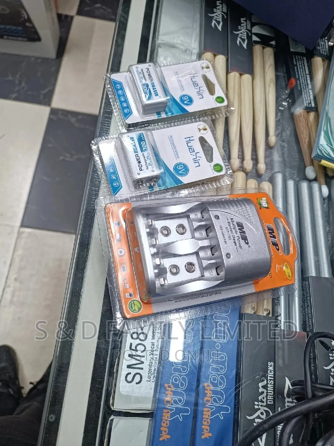Two 9v Rechargeable Batteries Plus Charger