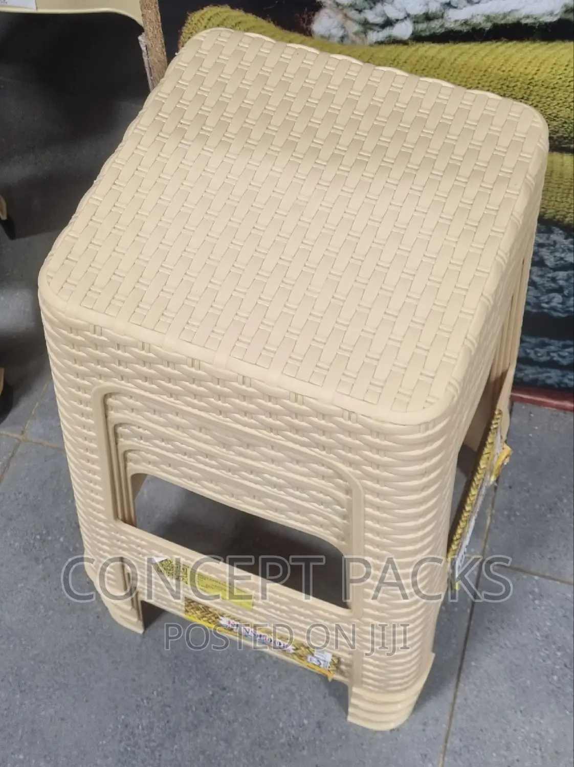Cream Kenpoly Plastic Bamboo Stool