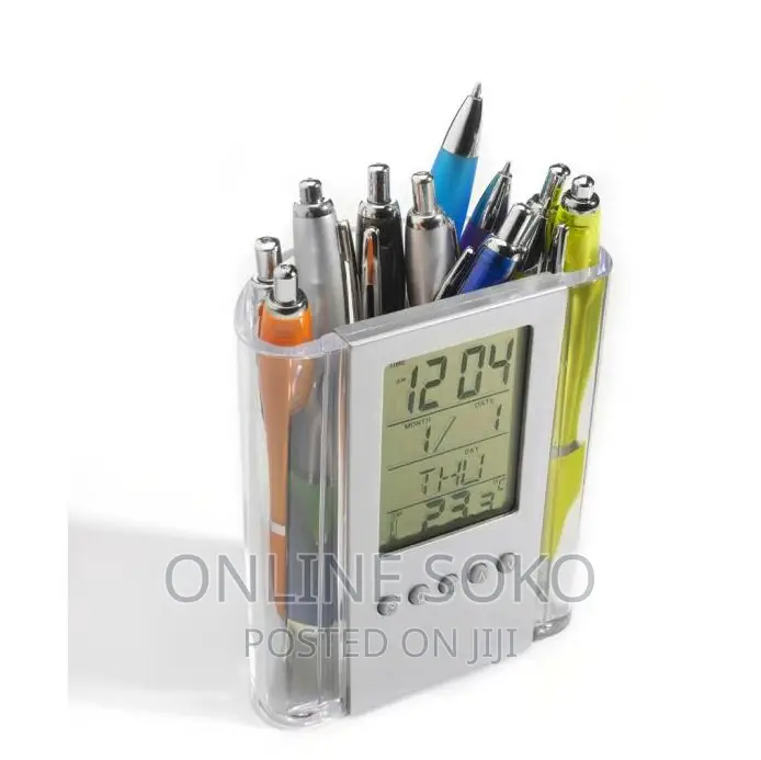 Multi-Functions LCD Digital Clock Desk Pen Holder Organizer