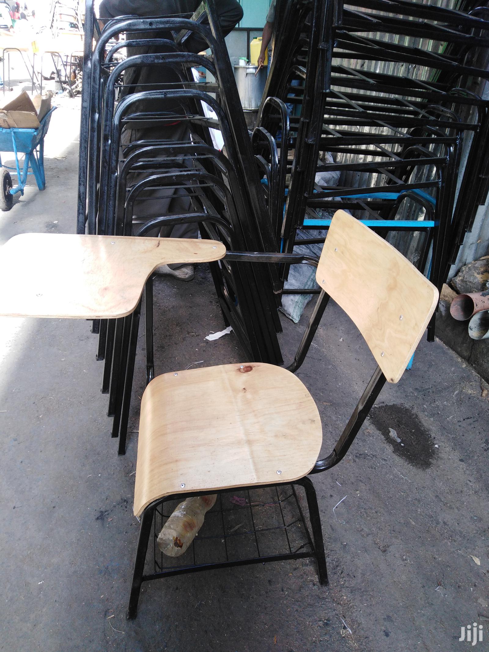 College Student Chair With Writing Arm And Book Rack