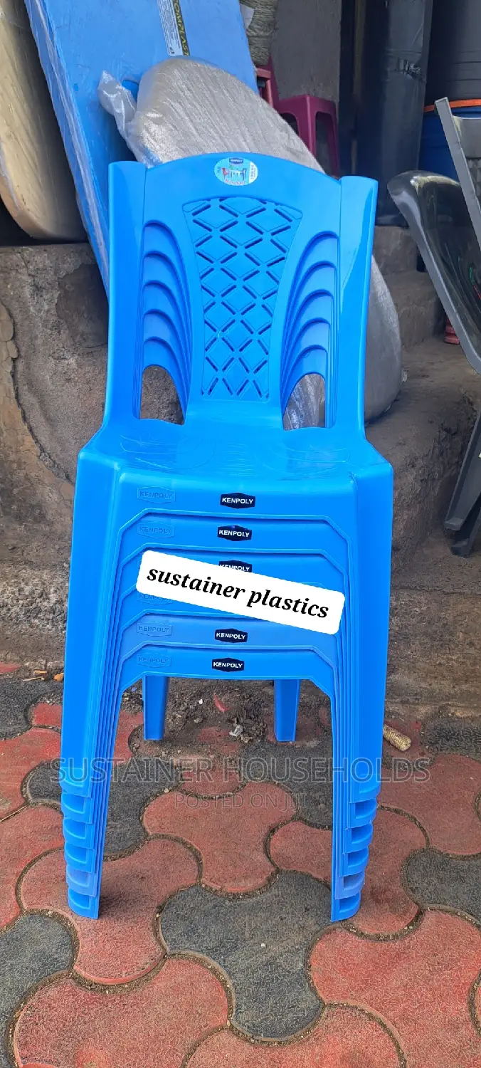 Blue Plastic Armless Chairs