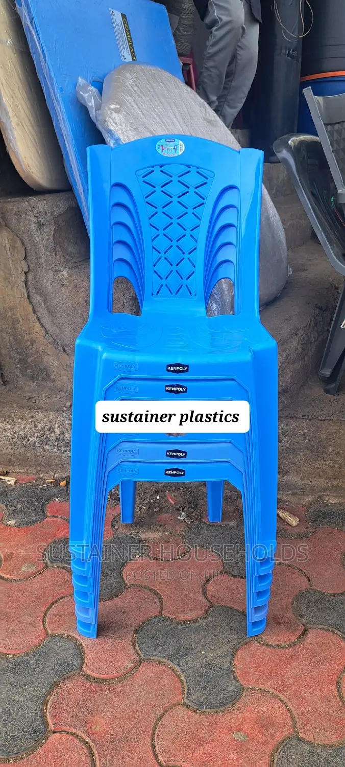 Blue Plastic Armless Chairs