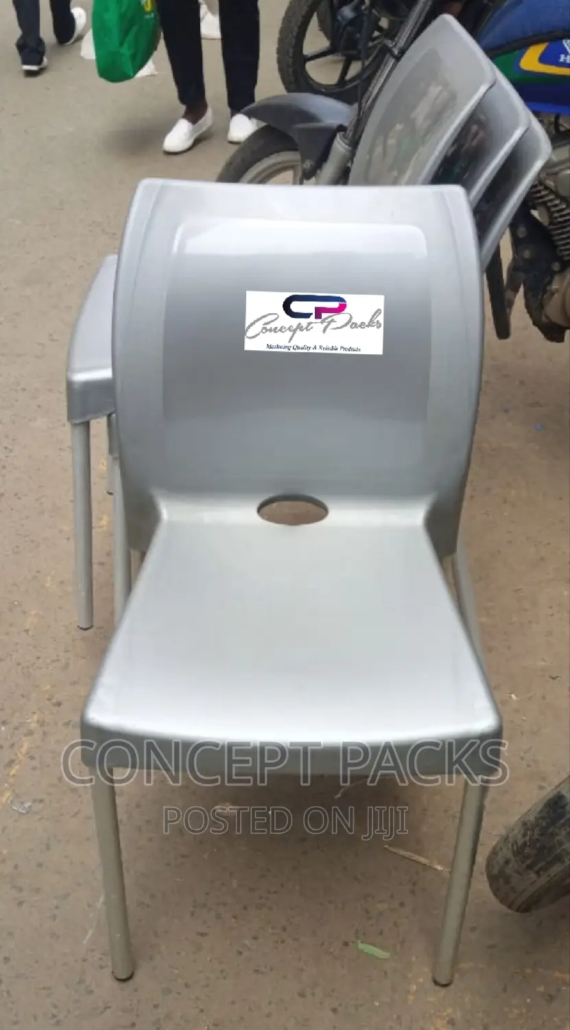 Grey Armless Chair With Metallic Legs