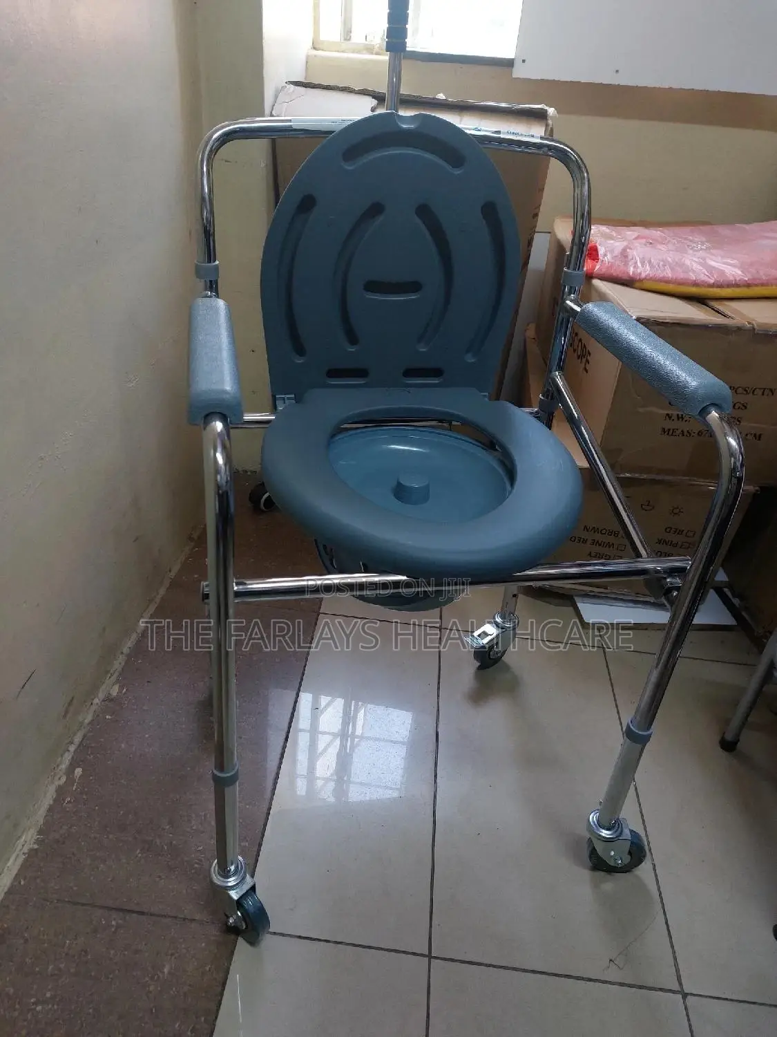 Foldable Commode Seat With Wheels.