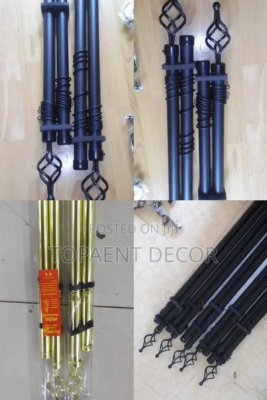 Black and Gold 2M Curtain Rods Black and Gold Curtain Rods
