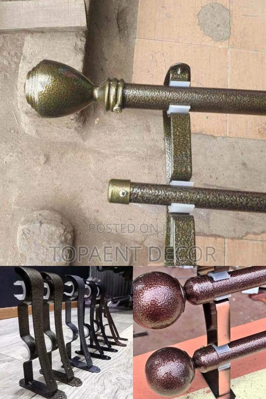 Antique Brass and Brown Jua Kali Curtain Rods