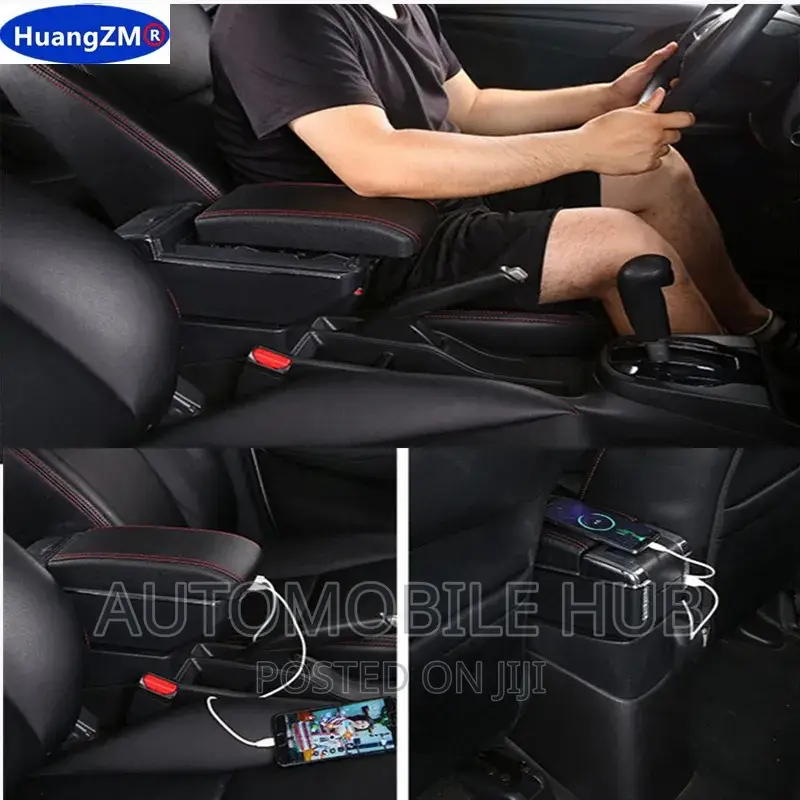 Universal Car Armrest Black Red