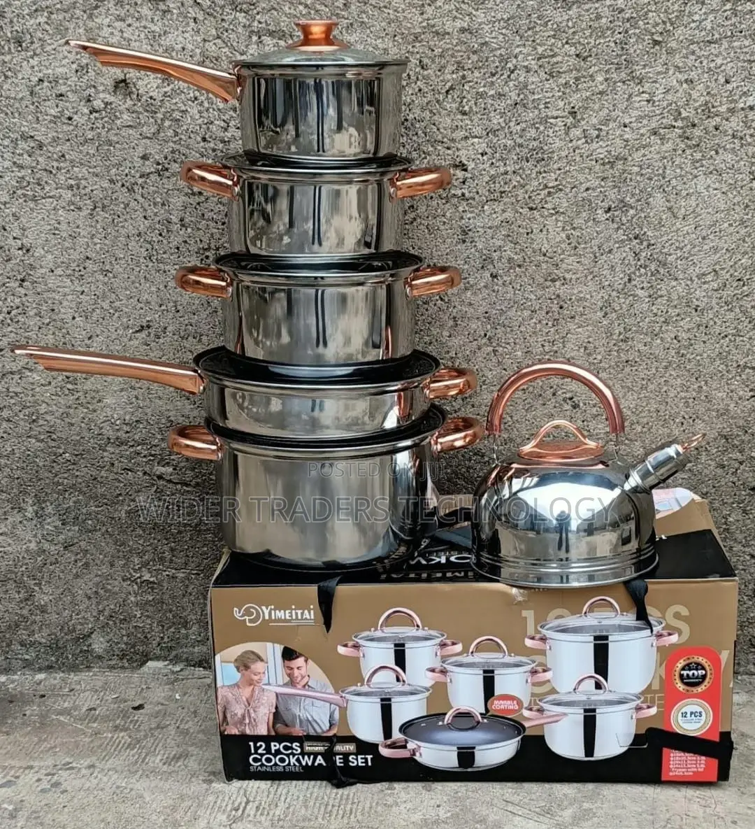 Yimeitai 12pcs Stainless Steel Heavy Nonstick Cookware Set