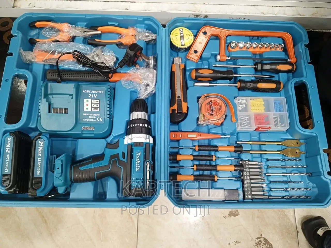 Makita 21v Electric Drill and 47 Piece Drill Bit Tool Set