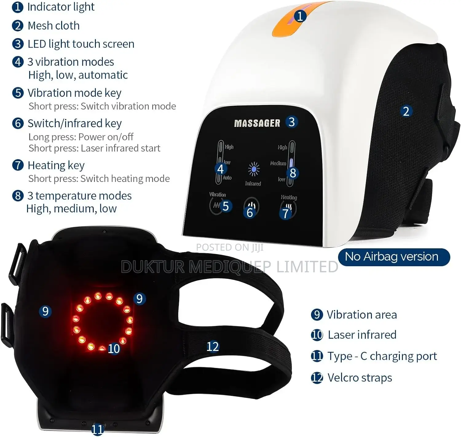 Knee Airbag Massager Pneumatic,Infrared, Heating Vibration