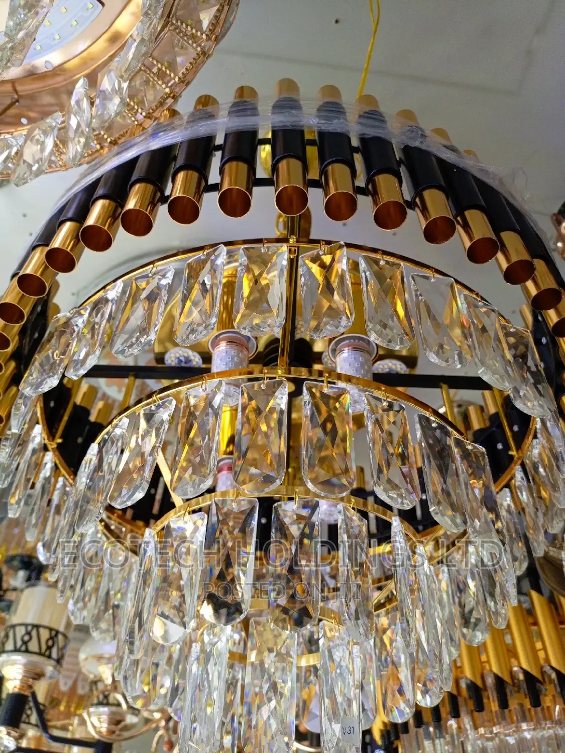 Gold and Black Size 500 Led Chandalia Lights With 2 Colors.