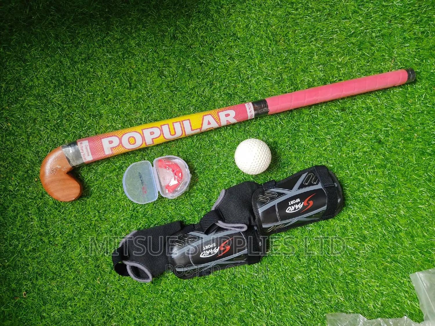 Hockey Stick, Shin Guards, Ball, Mouth Guard for Junior
